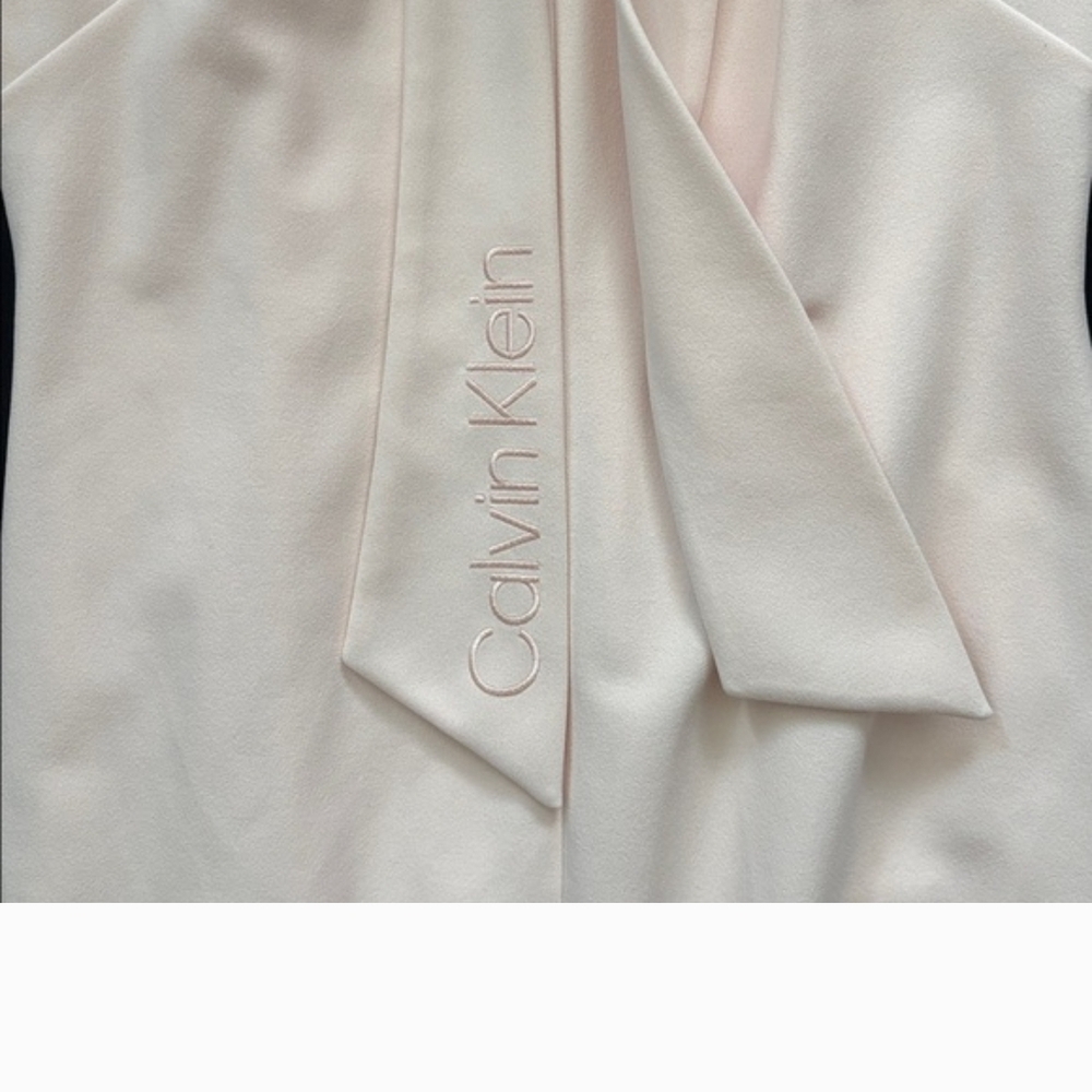 Calvin Klein Cream Neck Bowtie Dress